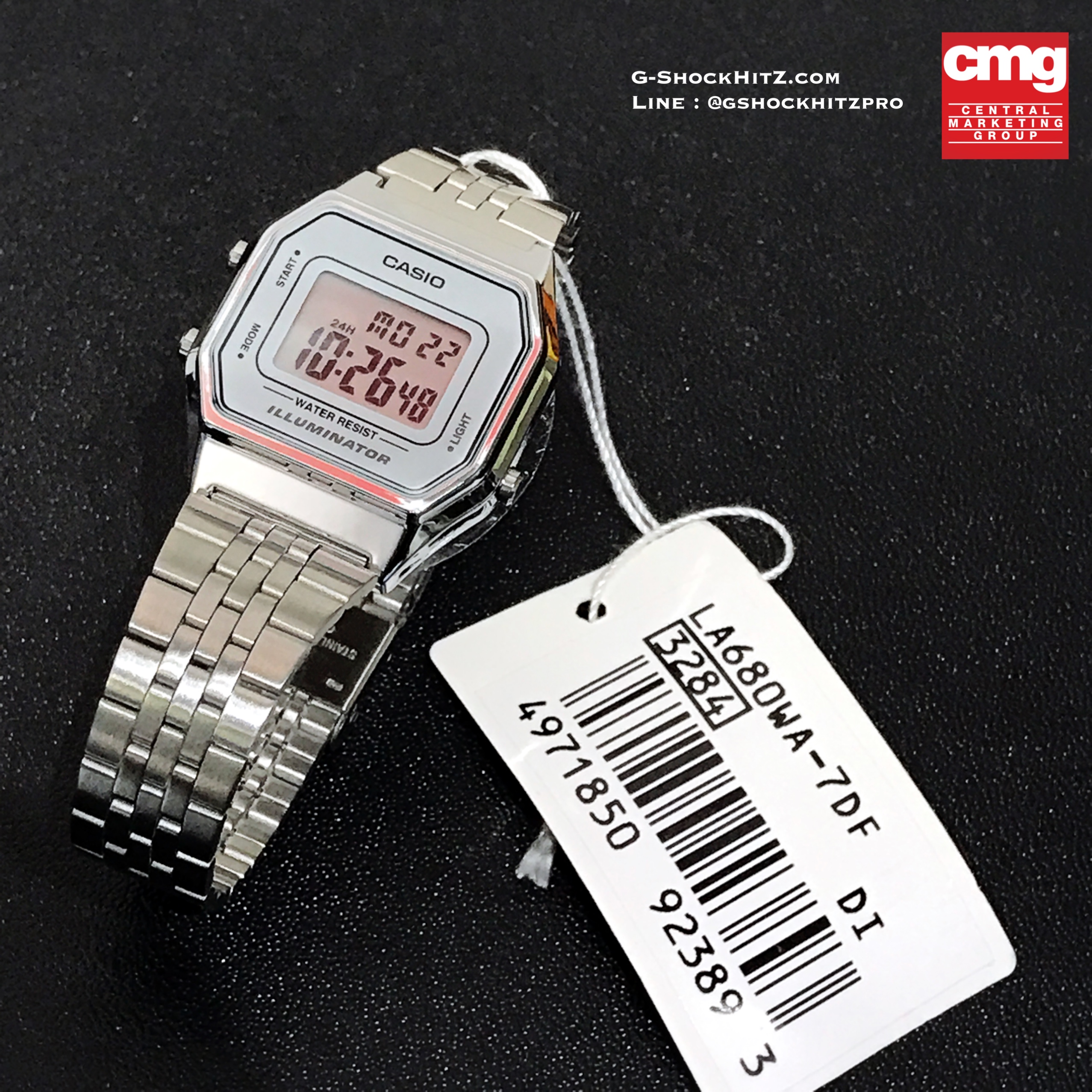 CASIO นาฬิกาคาสิโอ นาฬิกาข้อมือ นาฬิกากันน้ำ นาฬิกาของแท้ ประกันศูนย์ CMG 1 ปี รุ่น LA680WA-7 นาฬิกาสีเงิน