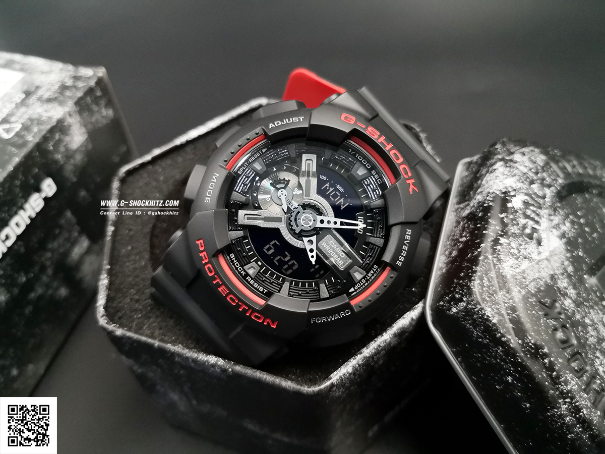 CASIO MID YEAR SALE G-SHOCK นาฬิกาข้อมือ นาฬิกากันน้ำ นาฬิกาของแท้ ประกันศูนย์ CMG 1 ปี รุ่น GA-110HR-1A นาฬิกาสีดำ