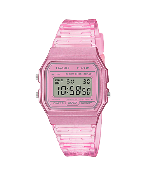 CASIO MID YEAR SALE นาฬิกาคาสิโอ พร้อมส่ง นาฬิกาข้อมือ นาฬิกากันน้ำ นาฬิกาของแท้ BTS ประกันศูนย์ CMG 1 ปี รุ่น F-91WS-4 นาฬิกาสีชมพู