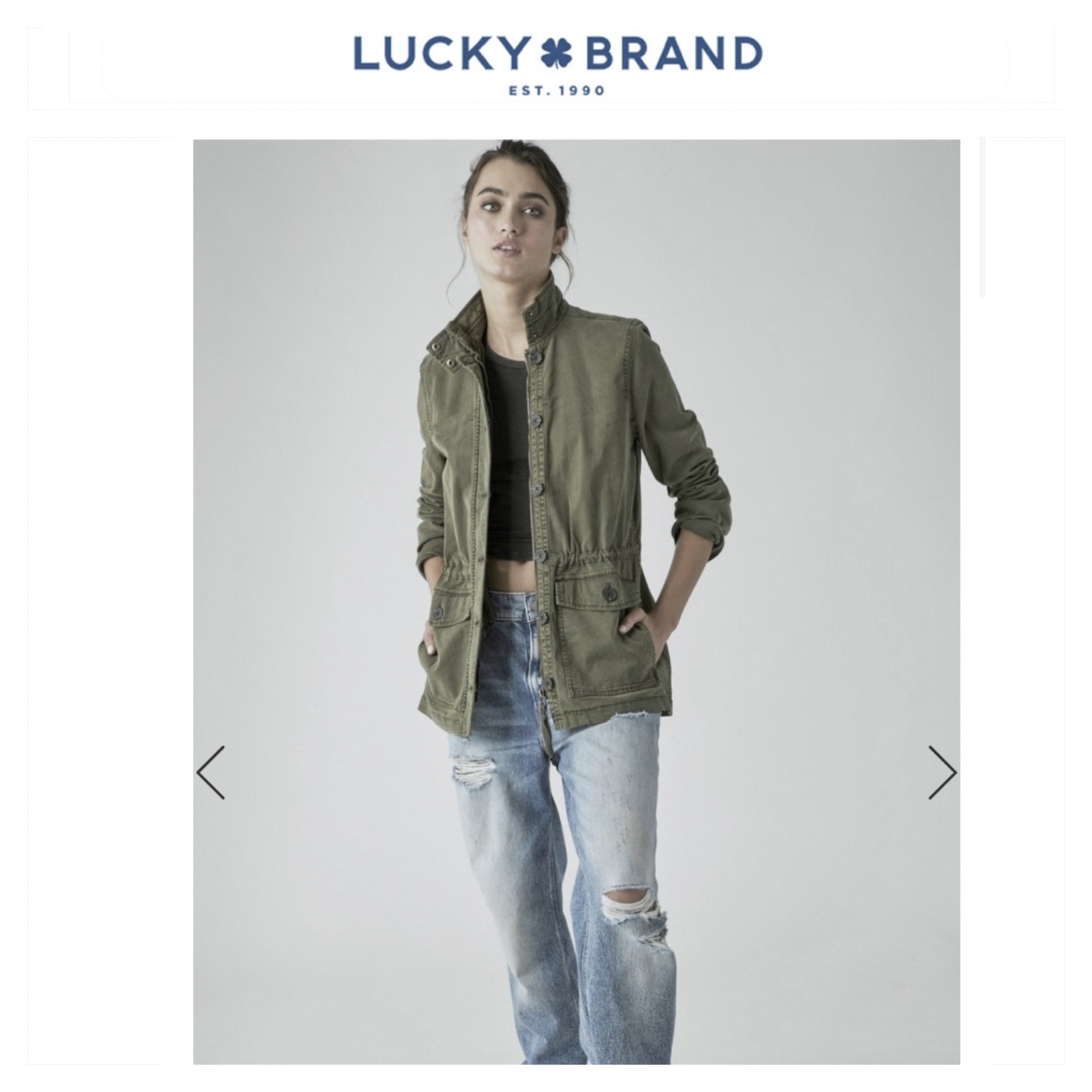 LUCKY BRAND เสื้อนอกเขียวทหาร เสื้อแจ็คเก็ต แนวทหาร แพทเทิน Lucky brandสวย เท่ห์ มาก แบรนด์ In extenso สำเนา เขียว