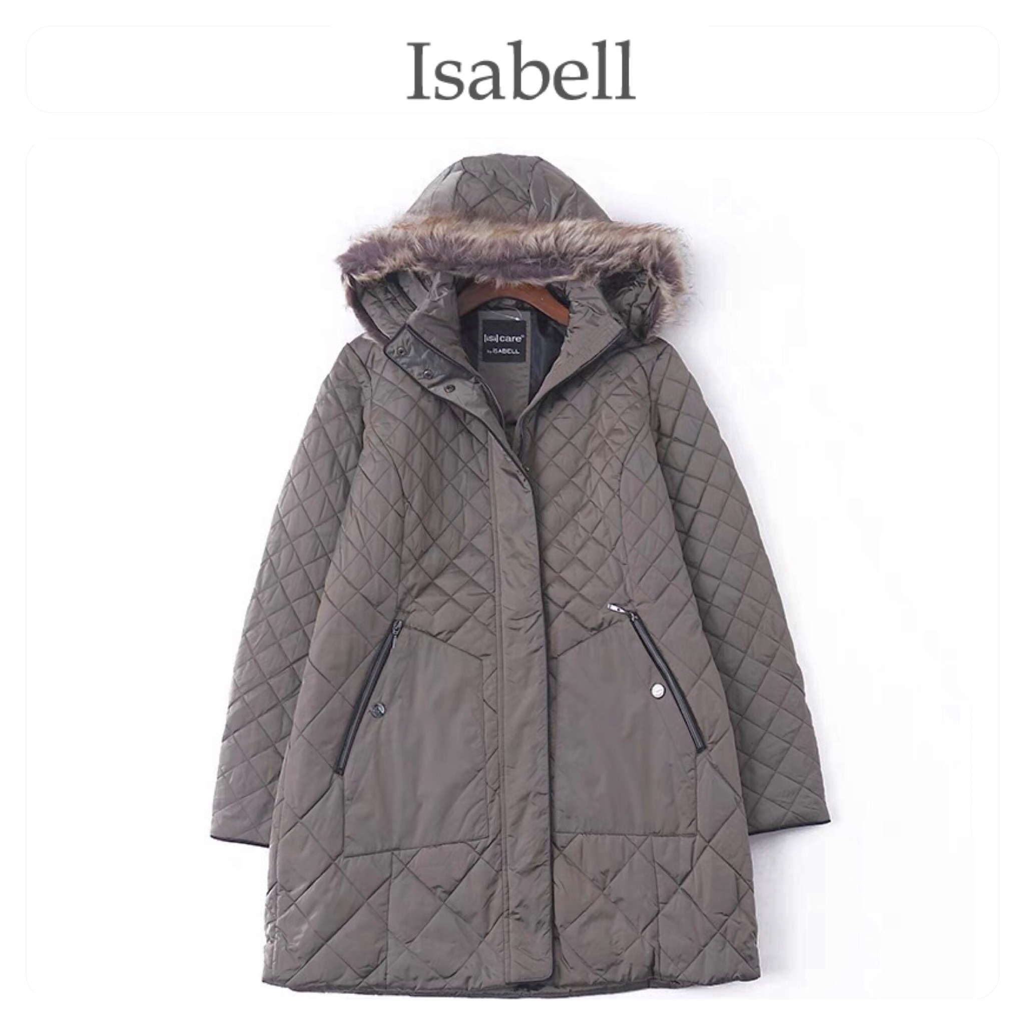 Isabell เสื้อกันหนาว ติดฮูท เสื้อcoat แบรนด์ แต่งซับขนอุ่นด้านใน Isabell ขนเฟอร์ &ฮู้ดถอดได้ค่ะ น้ำตาลอมเทา
