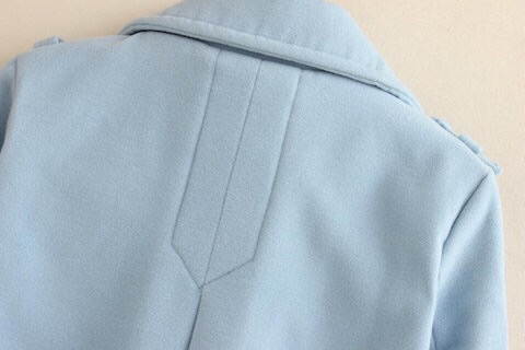 เสื้อโค้ด เสื้อคลุมเสื้อกันหนาว ผ้าสักหลาดสีน้ำเงินเข้ม แต่งกระดุมสองแถบ Size M/L