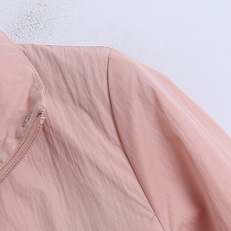 Papaya เสื้อคลุม เสื้อแจ็คเก็ต ฮู้ด สีชมพู แพทเทินสวย หมวกฮู้ดพับเก็บได้ แบรนด์ PAPAYA ชมพู