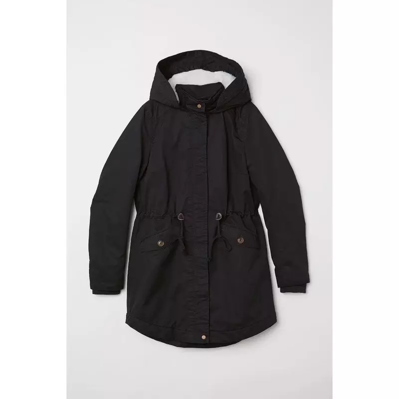 H&M เสื้อโค้ทฮู้ดกันหนาว เสื้อปาร์กา parka สีเขียว แบรนด์ H&M size S/M/L เขียว