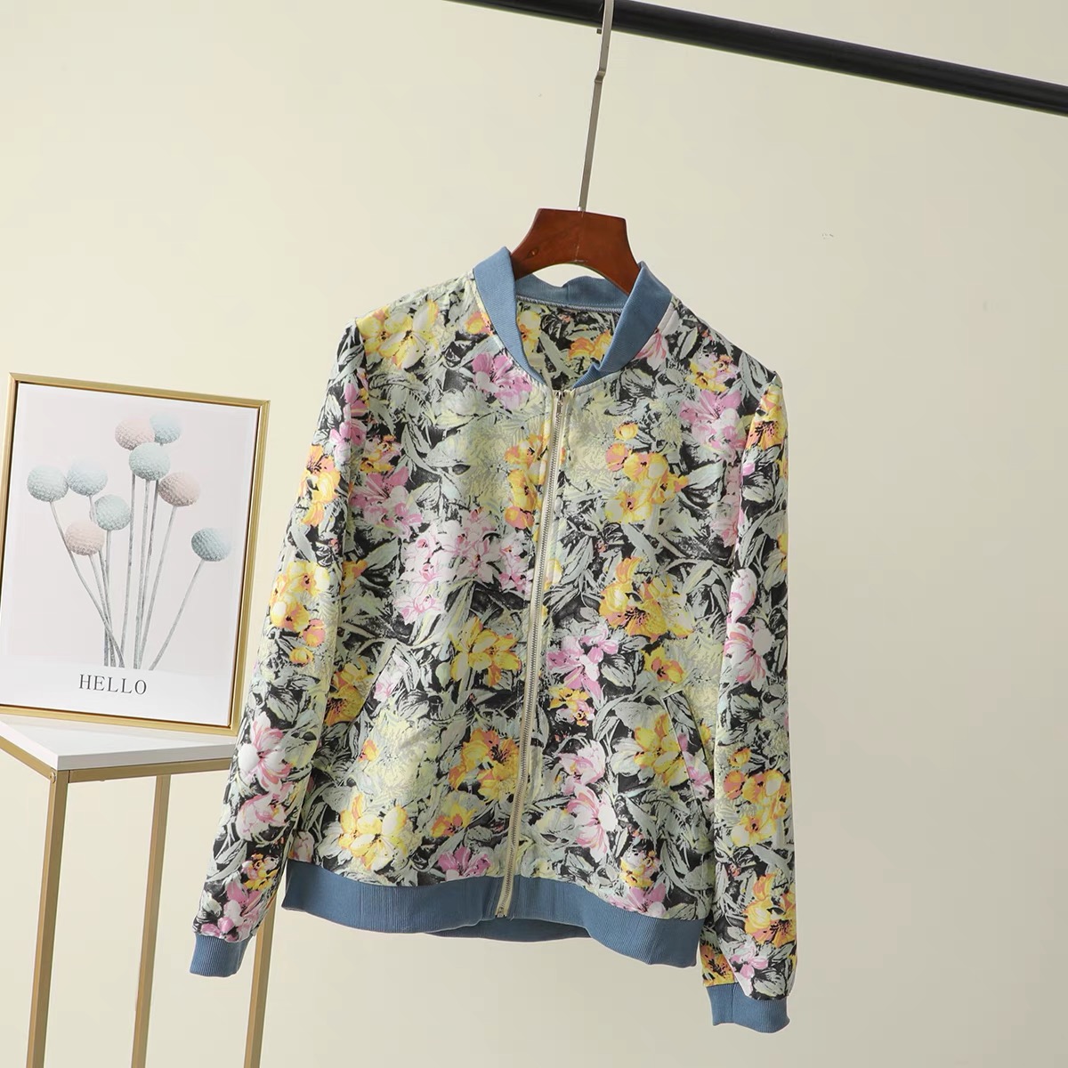 เสื้อแจ็คเก็ต เสื้อคลุม ลายดอก ปลายแขนจั๊ม สำเนา ลายดอก