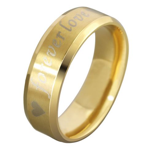 แหวนผู้ชาย แหวนผู้หญิง ใส่ได้ แหวน Stainless Steel แหวนทอง เกลี้ยง เพ้นท์ ลาย อักษร สีเงิน Forever Love หัวใจ ของขวัญให้แฟน 830264