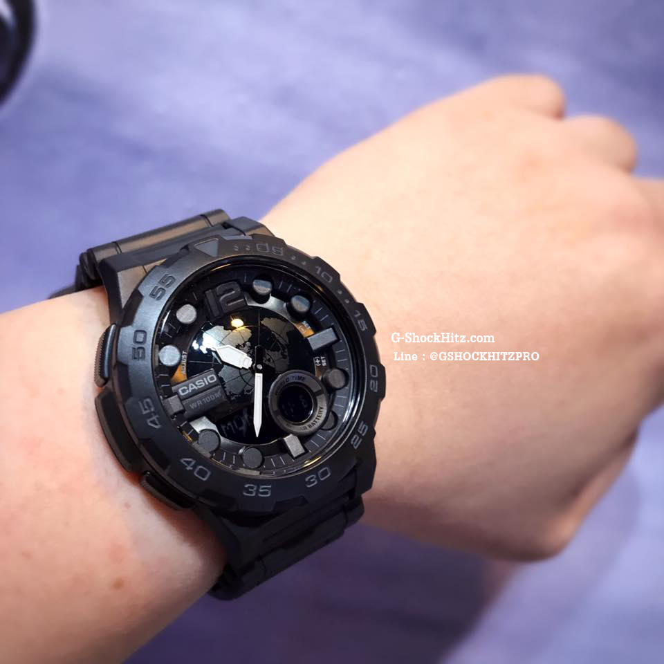 CASIO นาฬิกาคาสิโอ นาฬิกาข้อมือ นาฬิกากันน้ำ นาฬิกาของแท้ ประกันศูนย์ CMG 1 ปี รุ่น AEQ-100W-1B นาฬิกาสีดำ