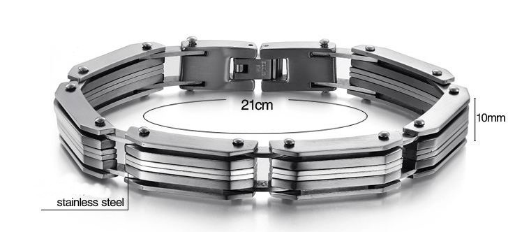 สร้อยข้อมือผู้ชาย สร้อยข้อมือ สแตนเลส แท้ 316 L Stainless Steel ดีไซน์ ลายเส้น โลกอนาคต สีทองคาดกลาง และ สีเงินล้วน 592828