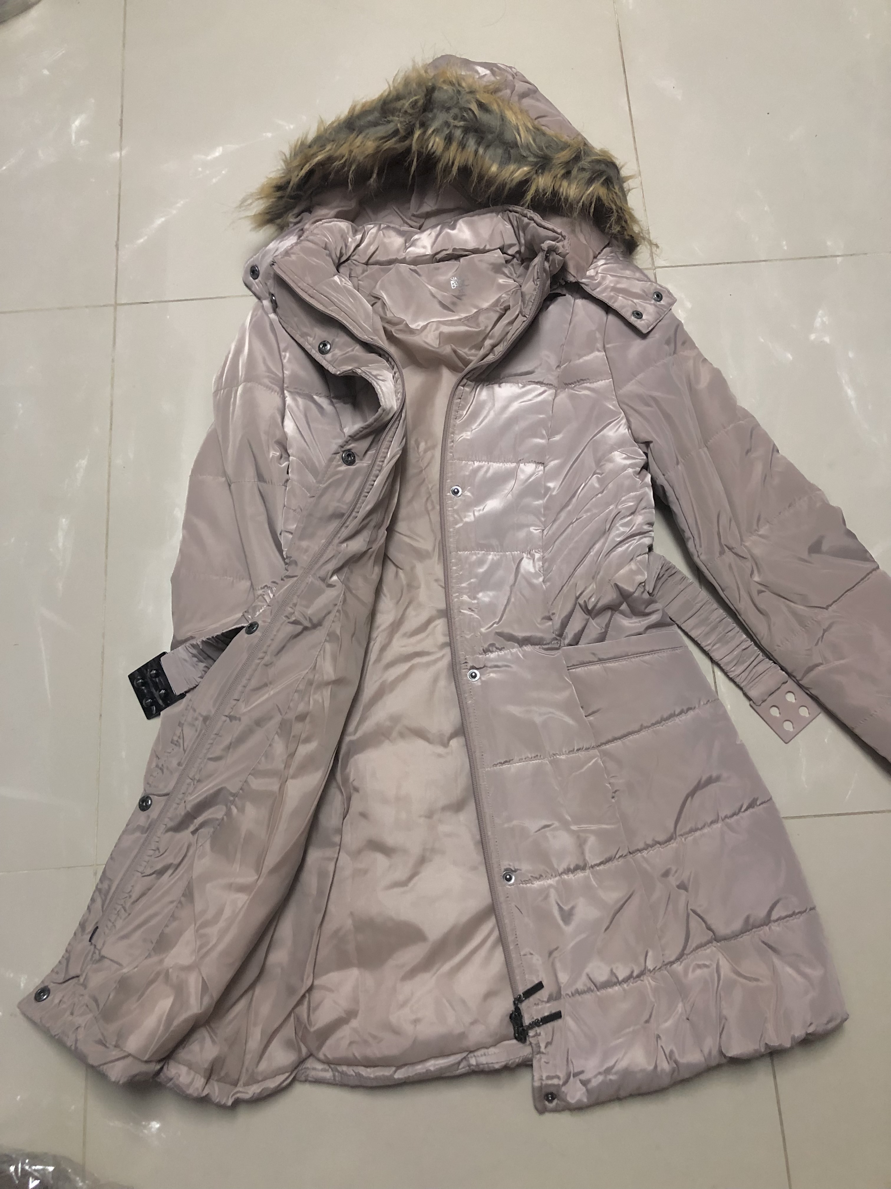 U.S. Polo ASSN. เสื้อกันหนาว เสื้อฮู้ดเฟอร์ บุนวมอุ่น สีนู้ดกะปิ แบรนด์ U.S. POLO ASSN. (padded puffer coat สำเนา กะปิ