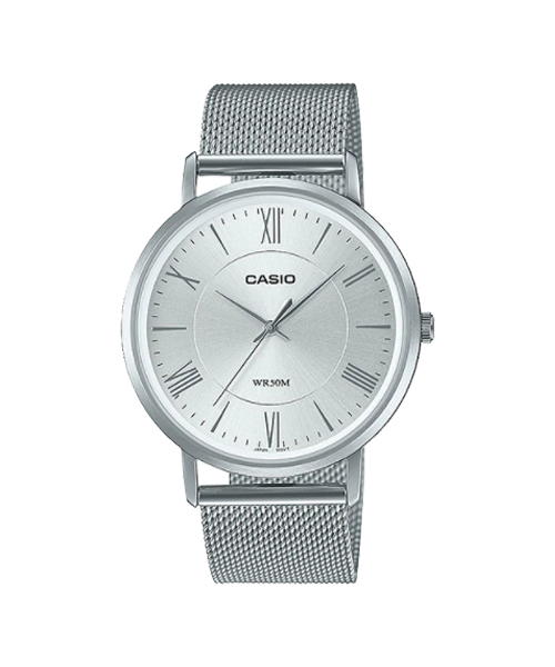 CASIO นาฬิกาคาสิโอ นาฬิกาข้อมือ นาฬิกากันน้ำ นาฬิกาของแท้ ประกันศูนย์ CMG 1 ปี รุ่น MTP-B110M-7A นาฬิกาสีเงิน