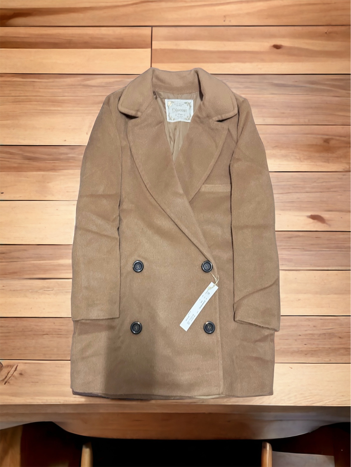 เสื้อโค้ท peacoat เสื้อโค้ทเฟอร์ โค้ทสักหลาดสีน้ำตาลกากี แบรนด์ DISCOAT(Japan)