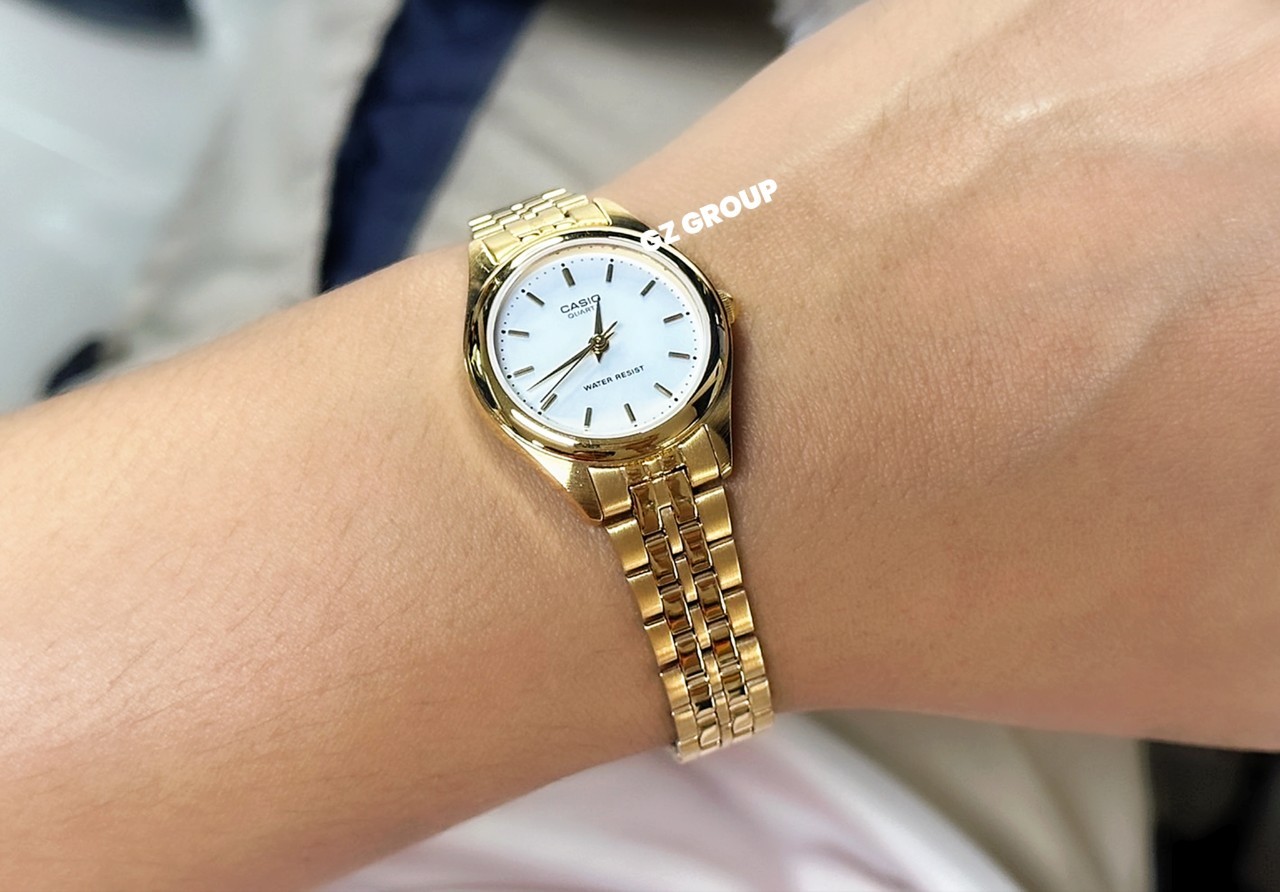 CASIO MID YEAR SALE นาฬิกาคาสิโอ พร้อมส่ง นาฬิกาข้อมือ นาฬิกากันน้ำ นาฬิกาของแท้ BTS ประกันศูนย์ CMG 1 ปี รุ่น LTP-1129N-7A นาฬิกาสีทอง