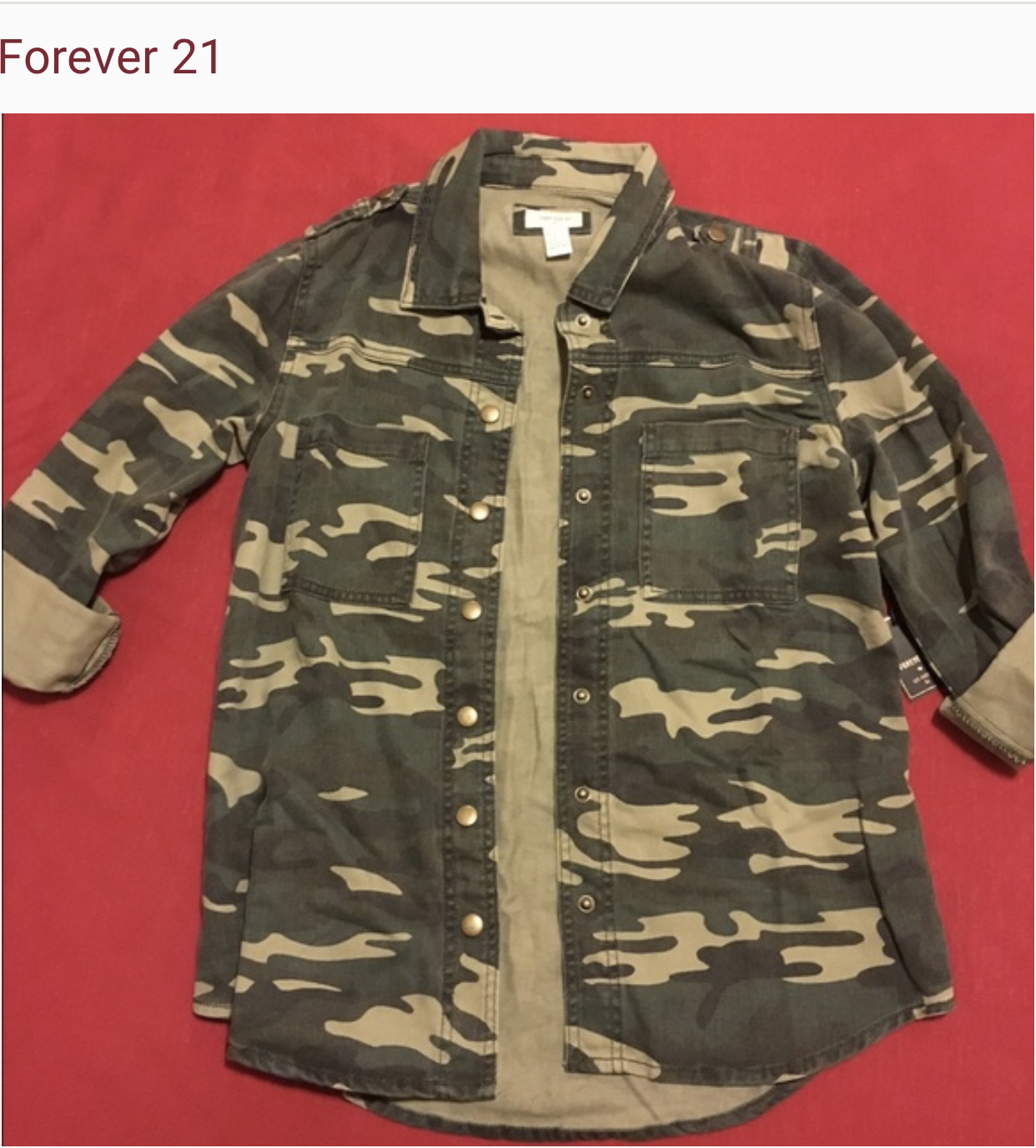 Forever21 เสื้อทหาร เสื้อคลุม สีลายพรางทหาร เสื้อนอก งานสวย เท่ห์มากคะ Forever21 ลายพราง