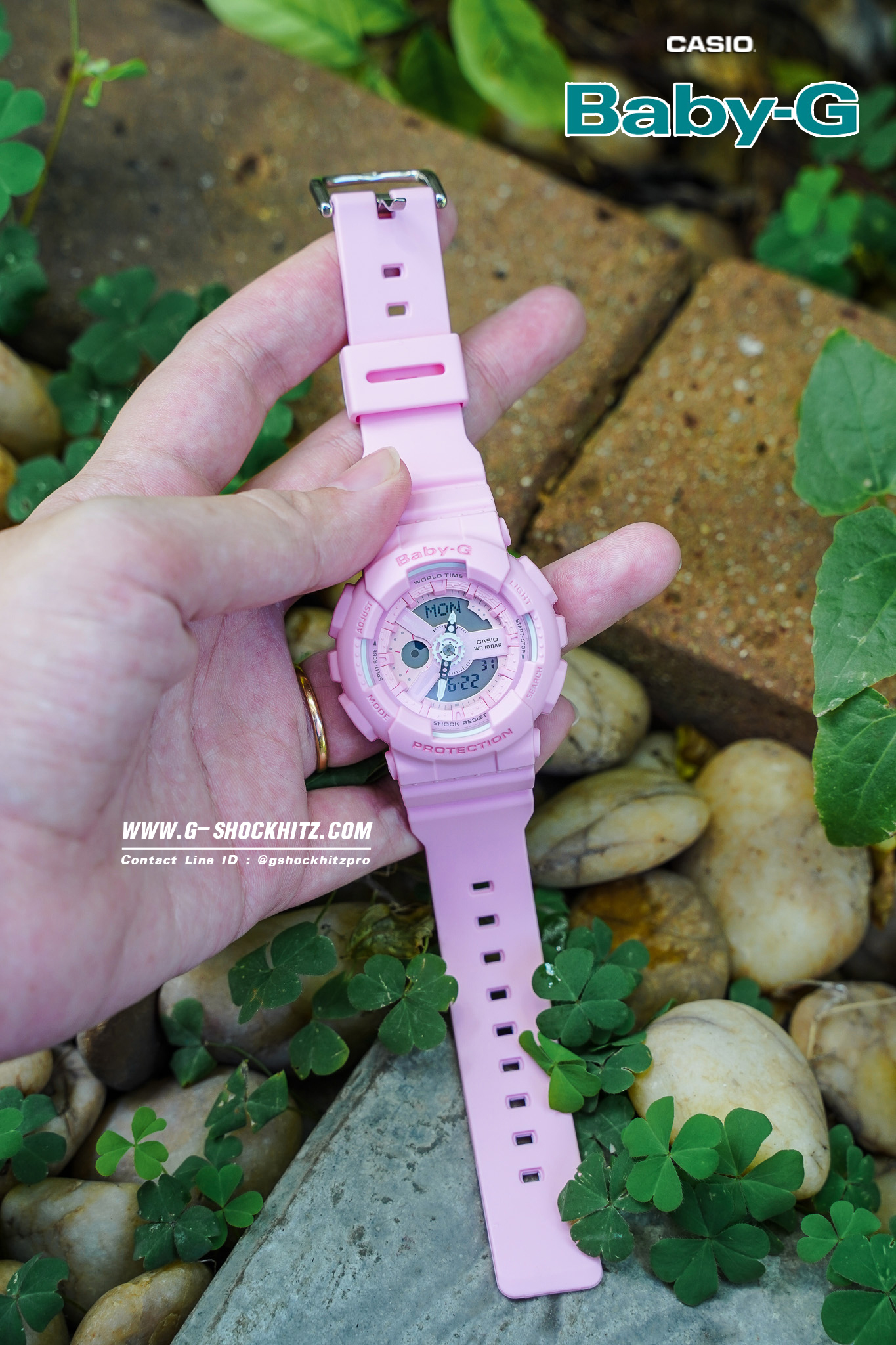 CASIO MID YEAR SALE BABY-G พร้อมส่ง นาฬิกาข้อมือ นาฬิกากันน้ำ นาฬิกาของแท้ ประกันศูนย์ CMG 1 ปี รุ่น BA-110-4A1 นาฬิกาสีชมพู