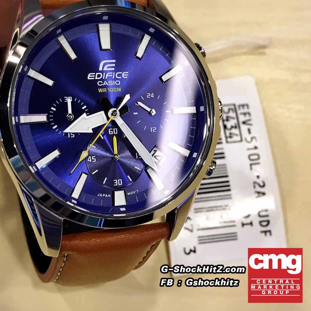 CASIO EDIFICE นาฬิกาข้อมือ นาฬิกากันน้ำ นาฬิกาของแท้ ประกันศูนย์ CMG 1 ปี รุ่น EFV-510L-2A นาฬิกาสีน้ำตาล
