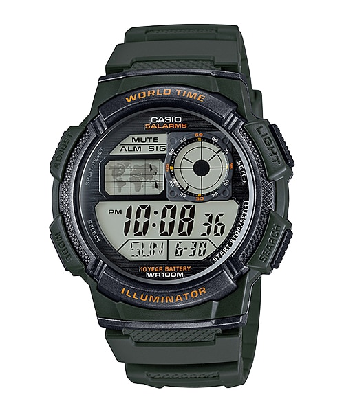 CASIO นาฬิกาคาสิโอ นาฬิกาข้อมือ นาฬิกากันน้ำ นาฬิกาของแท้ ประกันศูนย์ CMG 1 ปี รุ่น AE-1000W-3A นาฬิกาสีเขียว