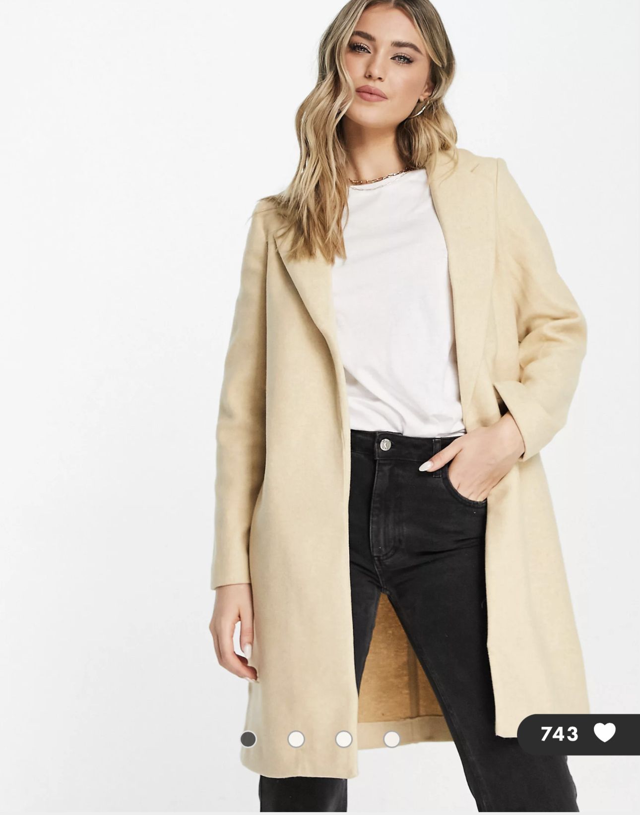 เสื้อโค้ท เสื้อโค้ทกันหนาว โค้ทวูล tailored knot coat สีเบจ แบรนด์ STRADIVARIUS สำเนา