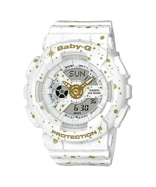CASIO BABY-G นาฬิกาข้อมือ นาฬิกากันน้ำ นาฬิกาของแท้ ประกันศูนย์ CMG 1 ปี รุ่น BA-110ST-7A นาฬิกาสีขาว