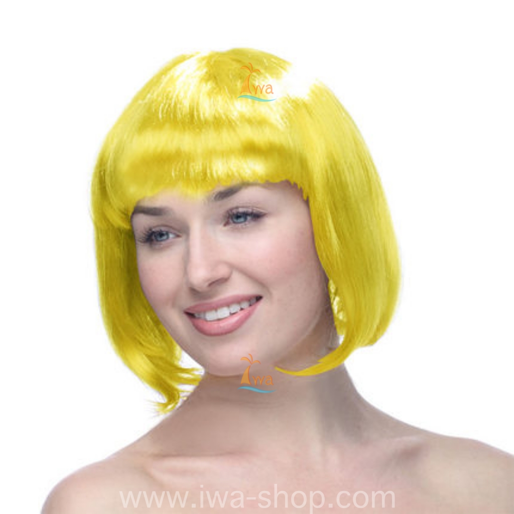 วิกบ๊อบสั้น หน้าม้า วิกผมปารตี้ วิกผมแฟนซี วิกผมคอสเพลย์ วิกผมสี สวยเฉี่ยว เปรี้ยวบาดใจ เหลือง