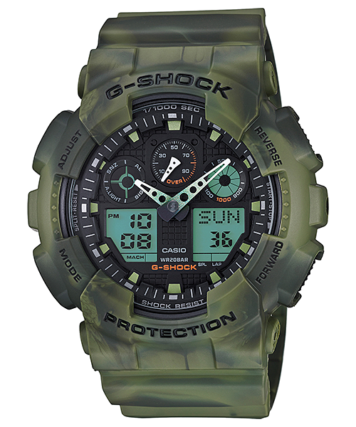 CASIO G-SHOCK นาฬิกาข้อมือ นาฬิกากันน้ำ นาฬิกาของแท้ ประกันศูนย์ CMG 1 ปี รุ่น GA-100MM-3A นาฬิกาสีเขียว