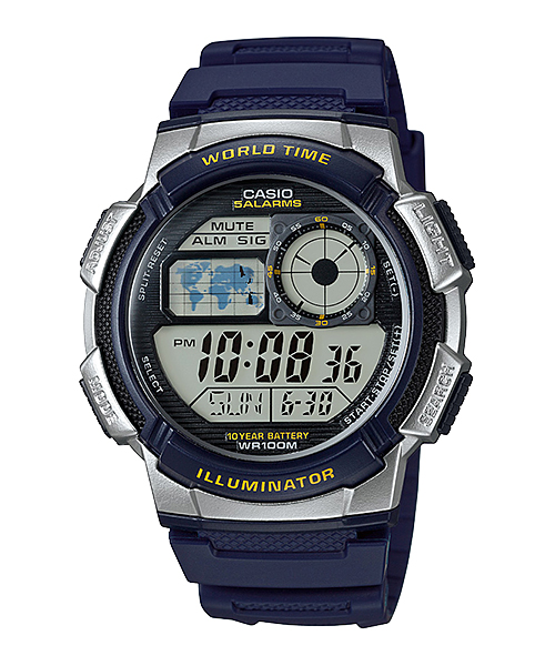 CASIO นาฬิกาคาสิโอ นาฬิกาข้อมือ นาฬิกากันน้ำ นาฬิกาของแท้ ประกันศูนย์ CMG 1 ปี รุ่น AE-1000W-2A นาฬิกาสีกรม