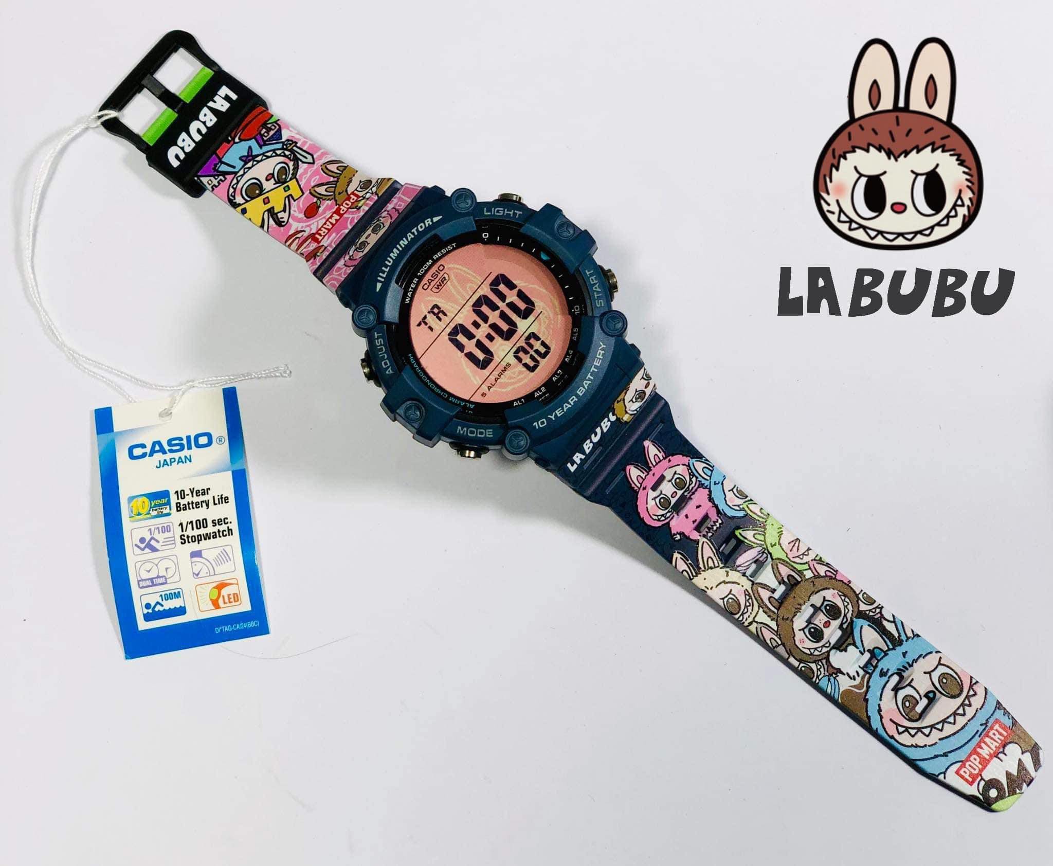 CASIO นาฬิกาคาสิโอ นาฬิกาข้อมือ นาฬิกากันน้ำ นาฬิกาของแท้ ประกัน 1 ปี รุ่น AE-1500WH-8 LABUBU นาฬิกาสีดำ
