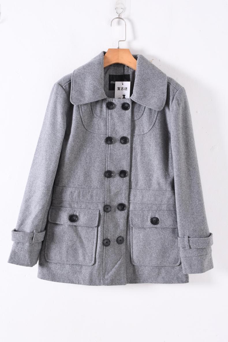 เสื้อโค้ท เสื้อกันหนาว เนื้อผ้าสักหลาดวูล Peacoat สีเทา แต่งกระดุมสองแถว แบรนด์ MAURICES