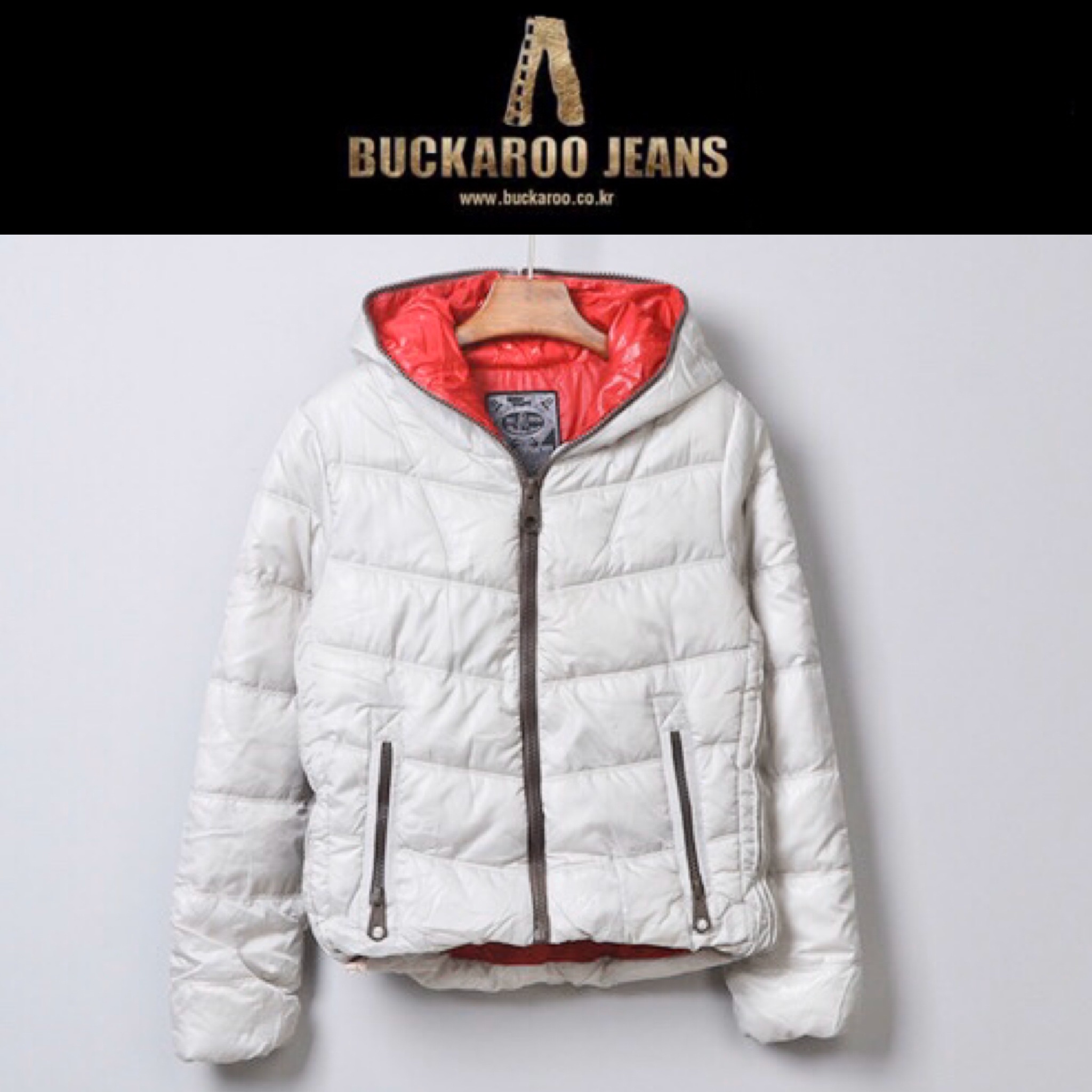 Buckaroo Jeans เสื้อฮู้ด เสื้อกันหนาวฮู้ด บุนวมอุ่น แบรนด์ BUCKAROO JEANS (Korea) สำเนา ขาว