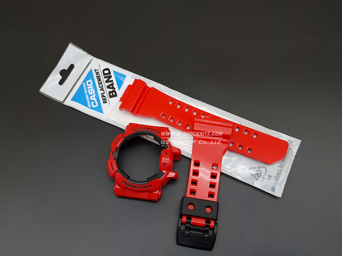 CASIO GENUINE FACTORY CASIO REPLACEMENT อะไหล่นาฬิกา G-SHOCK รุ่น GBA-400-4A กรอบสายสีแดง