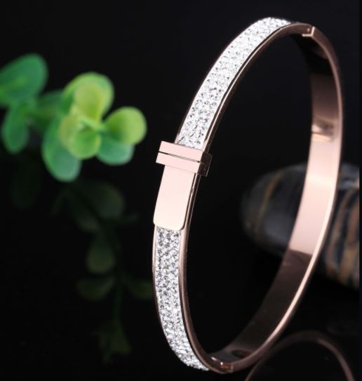 กำไลข้อมือ สร้อยข้อมือ ผู้หญิง กำไลเงิน กำไลทอง ฝังเพชร 3 สี ทอง เงิน Rose Gold กำไลผู้หญิง ฝังเพชร ใส่ออกงาน 409633