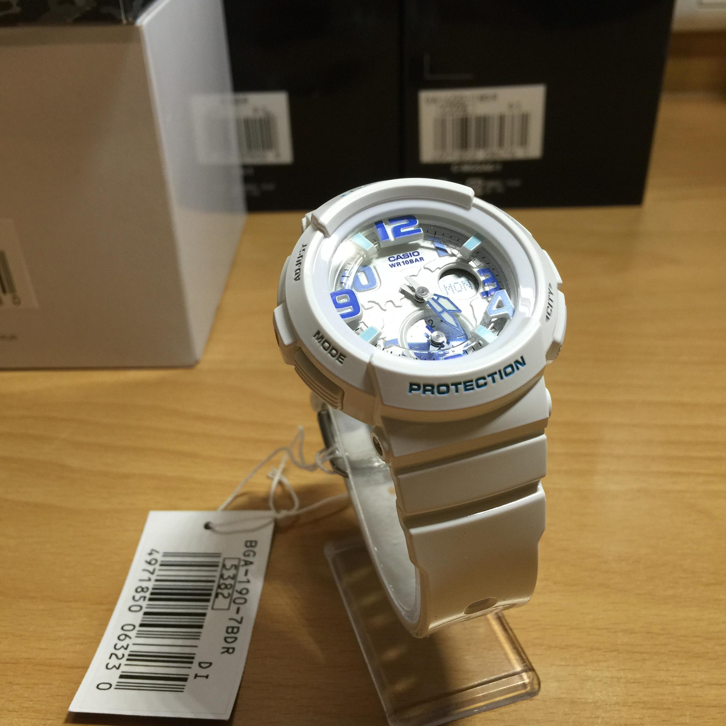 CASIO BABY-G นาฬิกาข้อมือ นาฬิกากันน้ำ นาฬิกาของแท้ ประกันศูนย์ CMG 1 ปี รุ่น BGA-190-7B นาฬิกาสีขาว