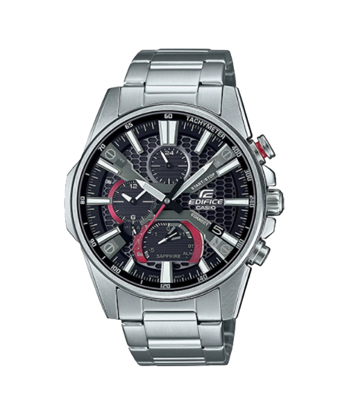 CASIO EDIFICE นาฬิกาข้อมือ นาฬิกากันน้ำ นาฬิกาของแท้ ประกันศูนย์ CMG 1 ปี รุ่น EQB-1200D-1A นาฬิกาสีเงิน