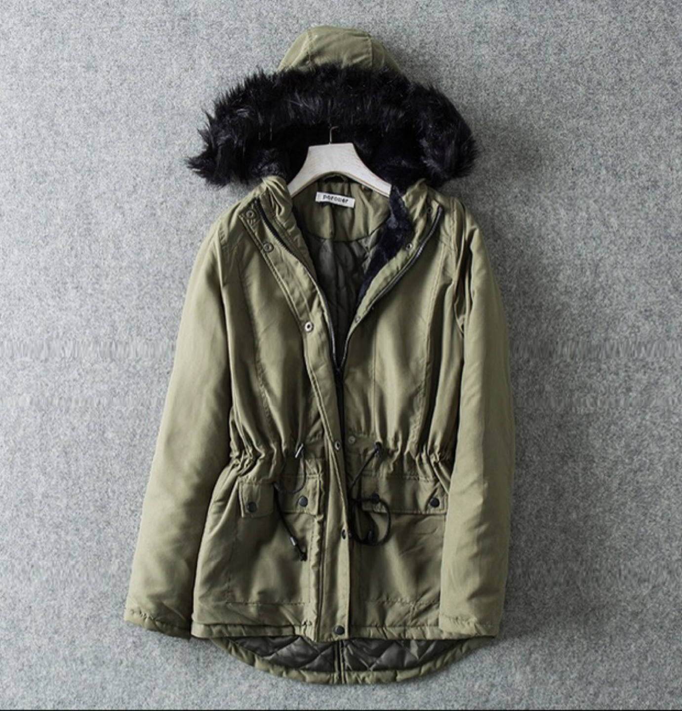 New look เสื้อโค้ท ฮูท เสื้อกันหนาวparka สีเขียว แบรนด์NEW LOOK แต่งเฟอร์ บุนวมอุ่น งานสวย แนวมากคะ สำเนา สำเนา เขียว
