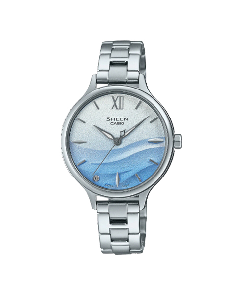 CASIO SHEEN นาฬิกาข้อมือ นาฬิกากันน้ำ นาฬิกาของแท้ ประกันศูนย์ CMG 1 ปี รุ่น SHE-4550D-2A นาฬิกาสีเงิน