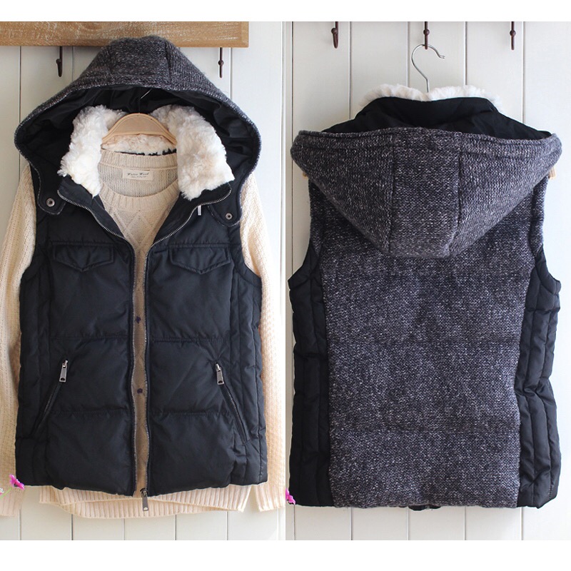 Zara เสื้อกั๊กกันหนาว กั๊กZARA สีน้ำเงินกรม แต่งหมวกฮูท (ฮูทถอดได้คะ) แต่งขนอุ่น คอปกด้านใน แบบสวย น่ารักมากคะ 👍🏻หมวกฮูทถอดได้คะ น้ำเงินกรม
