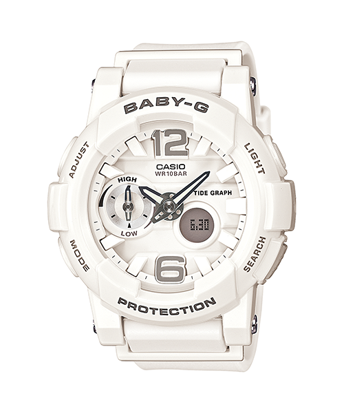 CASIO BABY-G นาฬิกาข้อมือ นาฬิกากันน้ำ นาฬิกาของแท้ ประกันศูนย์ CMG 1 ปี รุ่น BGA-180-7B1 นาฬิกาสีขาว