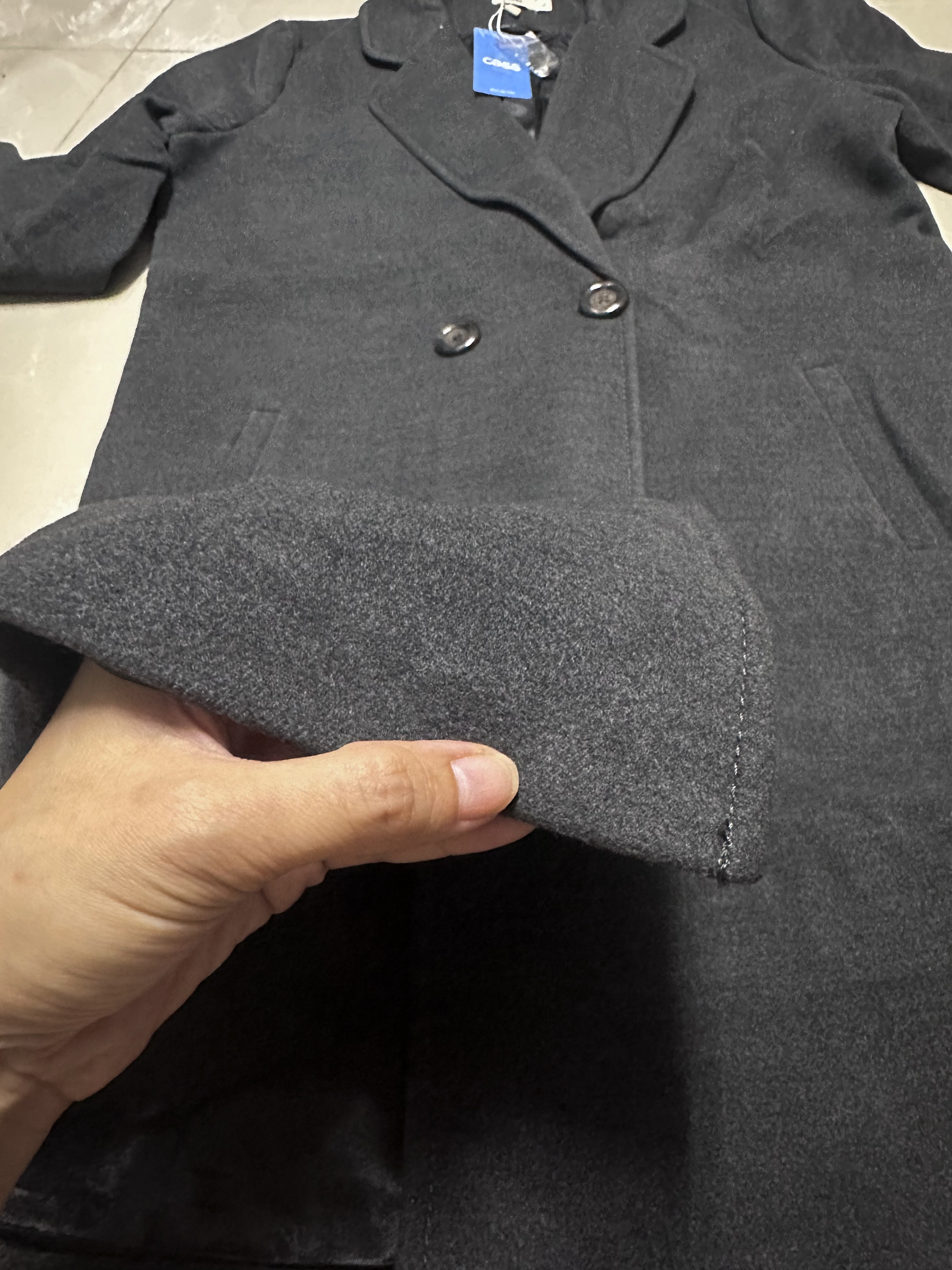 Cass เสื้อโค้ท เสื้อกันหนาว เนื้อผ้าสักหลาดวูล สีนู้ดกะปิ แบรนด์ CASS