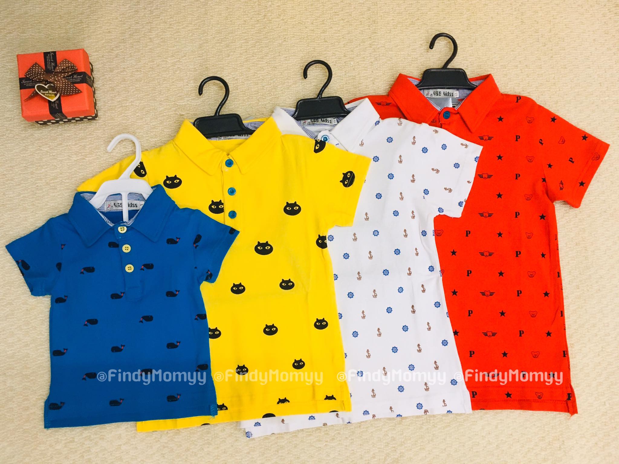 เสื้อโปโลเด็ก6เดือน-10ขวบ ผ้าดีนิ่มสกรีนลาย ใส่ได้ทั้งด.ช./ด.ญ. มีหลายสีลาย