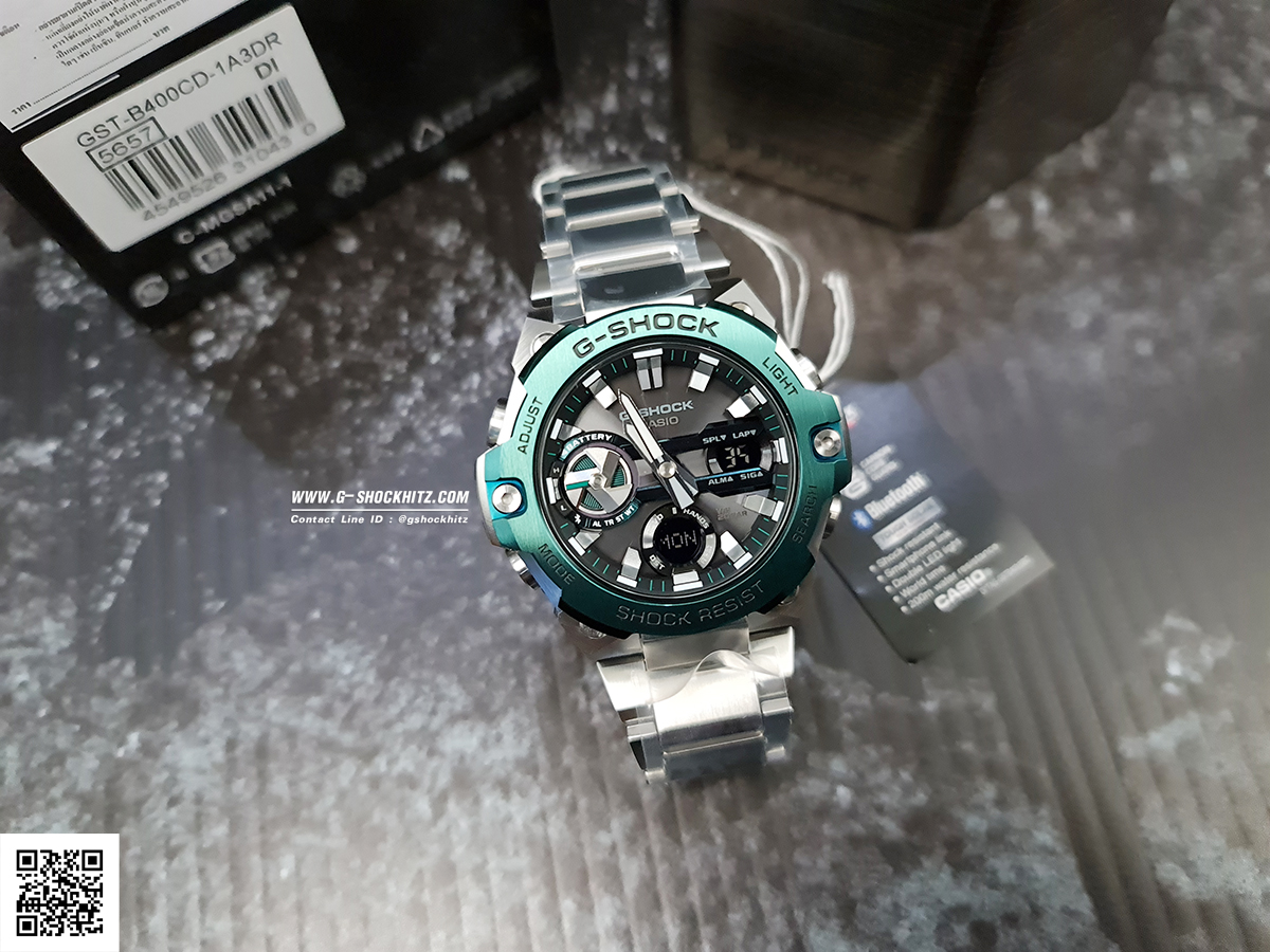 CASIO G-SHOCK นาฬิกาข้อมือ นาฬิกากันน้ำ นาฬิกาของแท้ ประกันศูนย์ CMG 1 ปี รุ่น GST-B400CD-1A3 นาฬิกาสีเงิน
