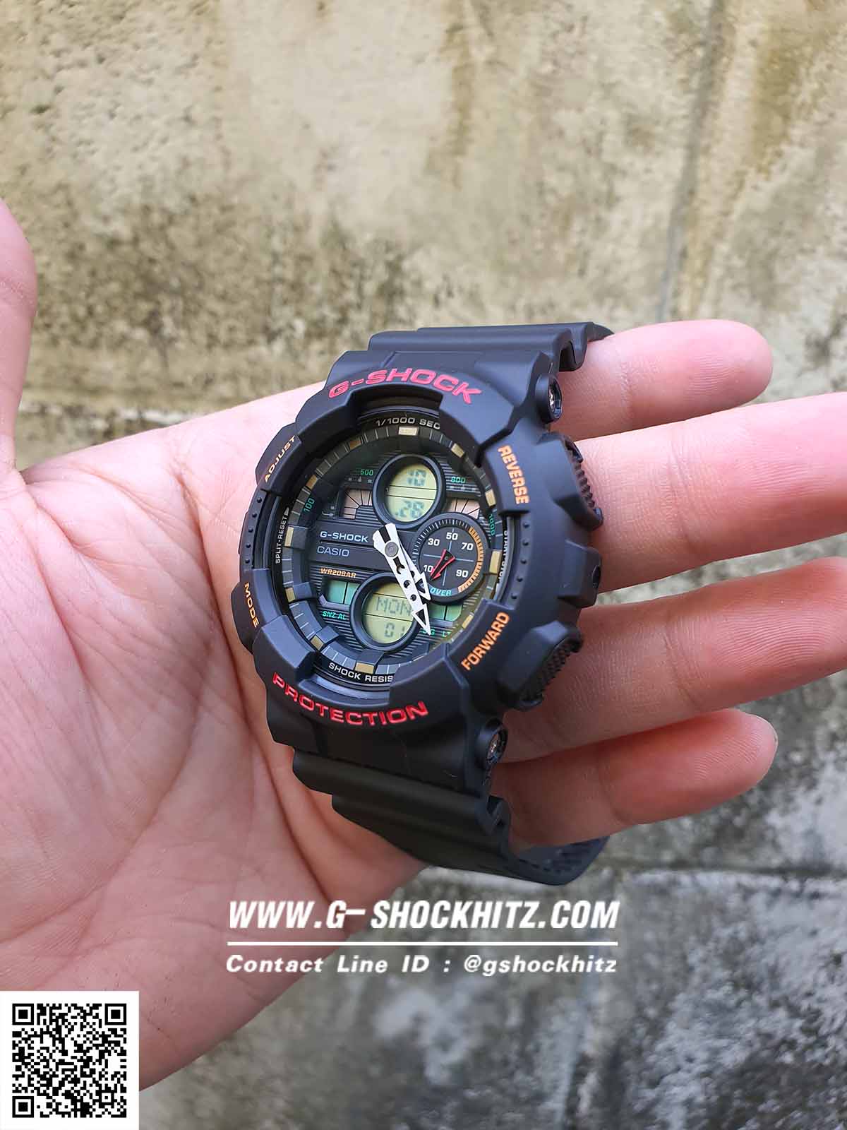 CASIO G-SHOCK นาฬิกาข้อมือ นาฬิกากันน้ำ นาฬิกาของแท้ ประกันศูนย์ CMG 1 ปี รุ่น GA-140-1A4 นาฬิกาสีดำ