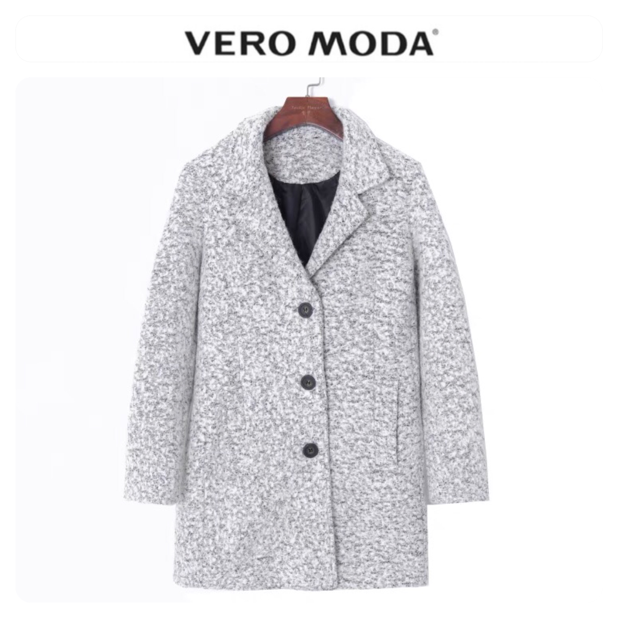 Vera moda เสื้อโค้ท เสื้อกันหนาว เนื้อผ้าสักหลาดวูล สีเทาอ่อน แบรนด์ VERA MODA (ตัดป้าย) เทาอ่อน