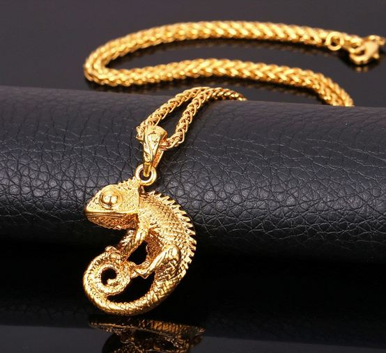 สร้อยคอ สร้อยทอง สร้อยเงิน ห้อยจี้ กิ้งก่า มังกร Chameleon สร้อยคอวัยรุ่น ของขวัญให้แฟน เท่ ๆ สร้อยคอห้อย จี้มังกร 369168