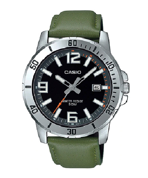 CASIO นาฬิกาคาสิโอ นาฬิกาข้อมือ นาฬิกากันน้ำ นาฬิกาของแท้ ประกันศูนย์ CMG 1 ปี รุ่น MTP-VD01L-3B นาฬิกาสีเขียว