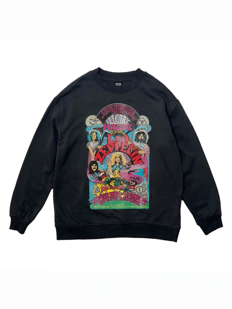 เสื้อวอร์ม สเวตเตอร์ เสื้อวง LED ZEPPELIN ELECTRIC MAGIC crew SWEATSHIRT OVERSIZE แขนยาว งานofficial สวย มากคะ ดำ