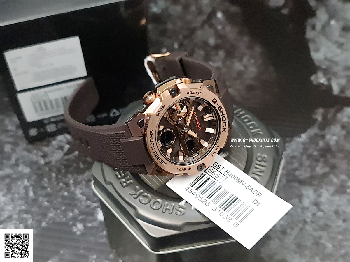 CASIO G-SHOCK นาฬิกาข้อมือ นาฬิกากันน้ำ นาฬิกาของแท้ ประกันศูนย์ CMG 1 ปี รุ่น GST-B400MV-5A นาฬิกาสีน้ำตาล