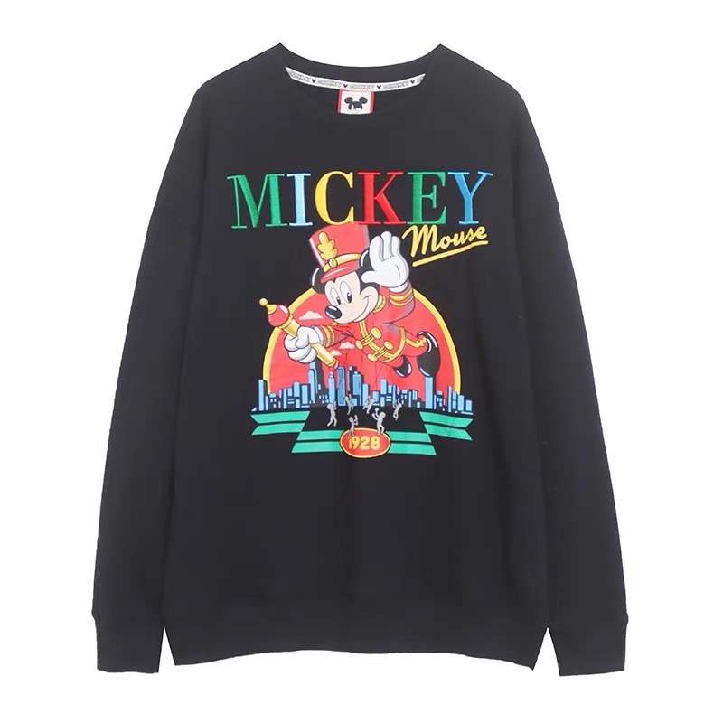 MICKEY SWEATSHIRT สเวตเตอร์ สเวตเชิ้ต Mickey กันหนาว สีเทา DISNEY มิคกี้ Classic logo สำเนา เขียว