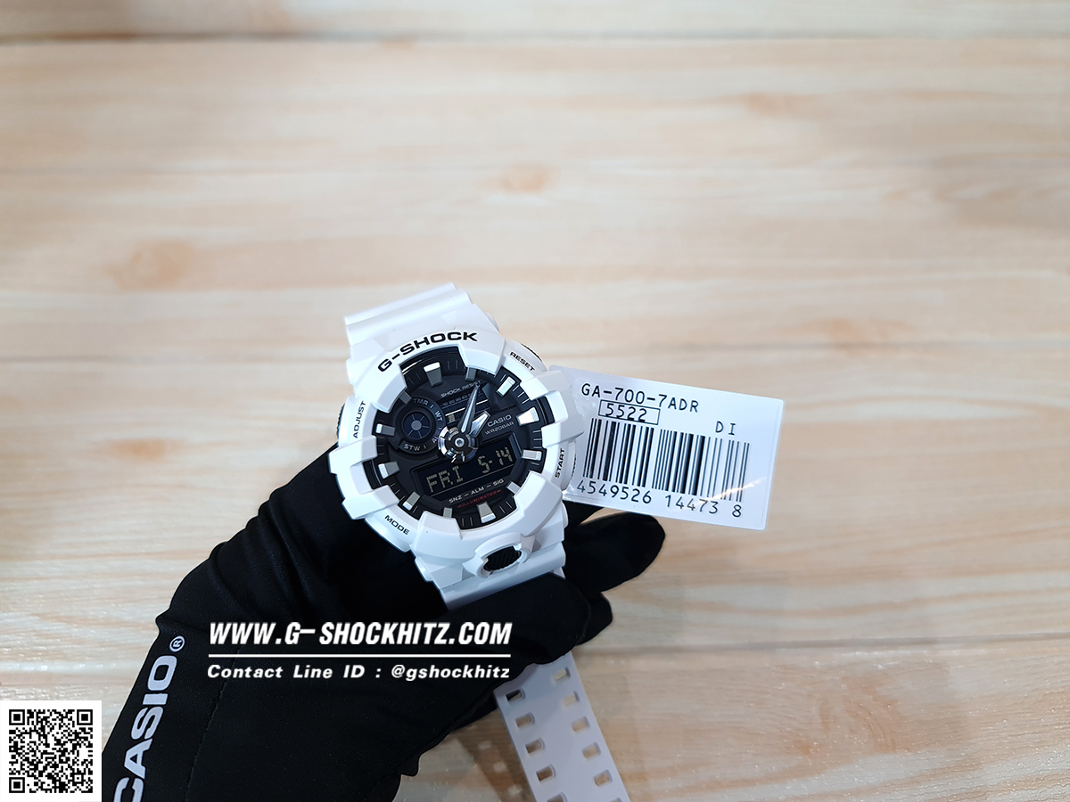 CASIO MID YEAR SALE G-SHOCK นาฬิกาข้อมือ นาฬิกากันน้ำ นาฬิกาของแท้ ประกันศูนย์ CMG 1 ปี รุ่น GA-700-7A นาฬิกาสีขาว