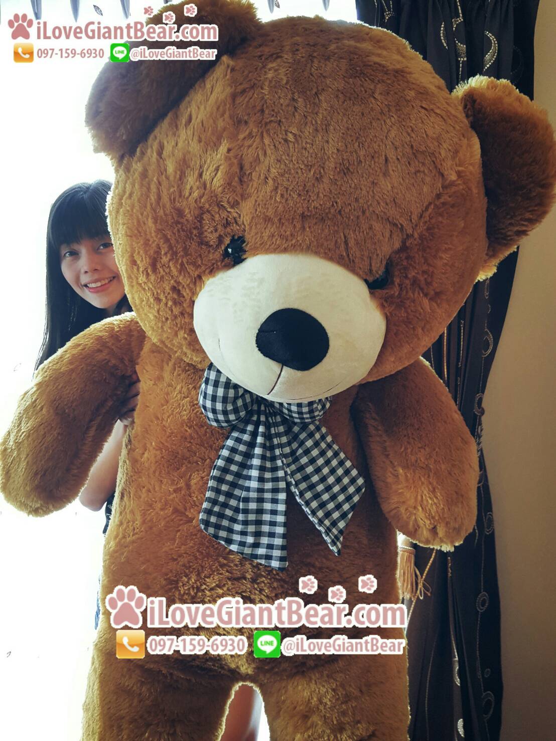 ตุ๊กตาหมีตัวใหญ่ 1.8 เมตร ไซส์หัวโต ขนนิ่ม สีน้ำตาล (คุณภาพ เกรดขึ้นห้าง)