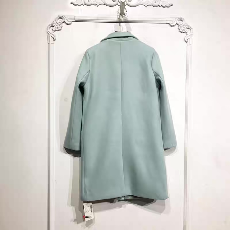 Ozoc เสื้อโค้ท เสื้อกันหนาว เนื้อผ้าสักหลาดวูล สีฟ้าพาสเทล แบรนด์ JOICES