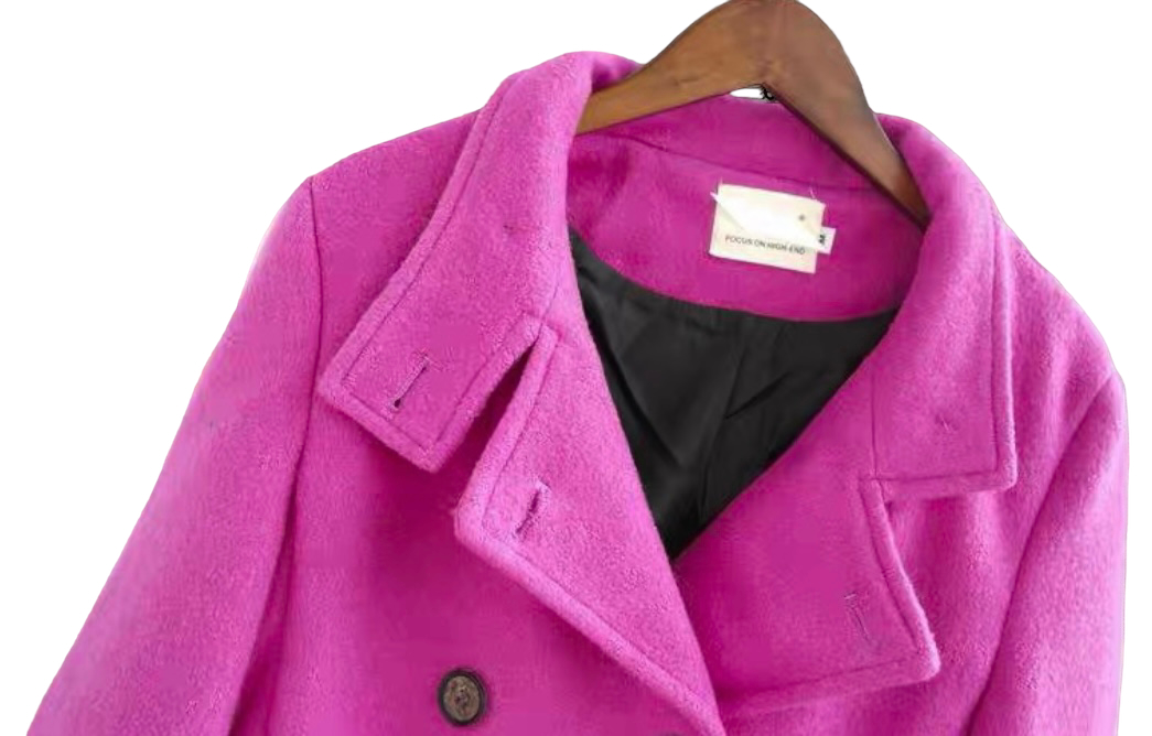 i.5S เสื้อโค้ท peacoat เสื้อโค้ทเฟอร์ โค้ทสักหลาดสีชมพูสด แบรนด์ i.5S สำเนา สำเนา สำเนา